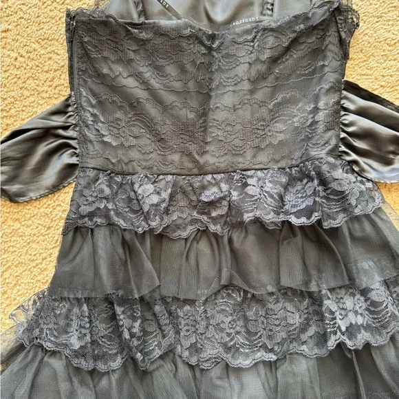 Masquerade Black Lace Strapless Gown - Picture 11 of 16